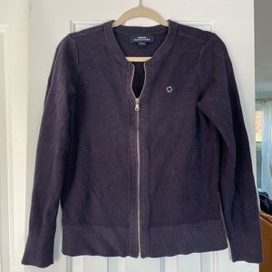 Navy JP Morgan Chase zip cardigan